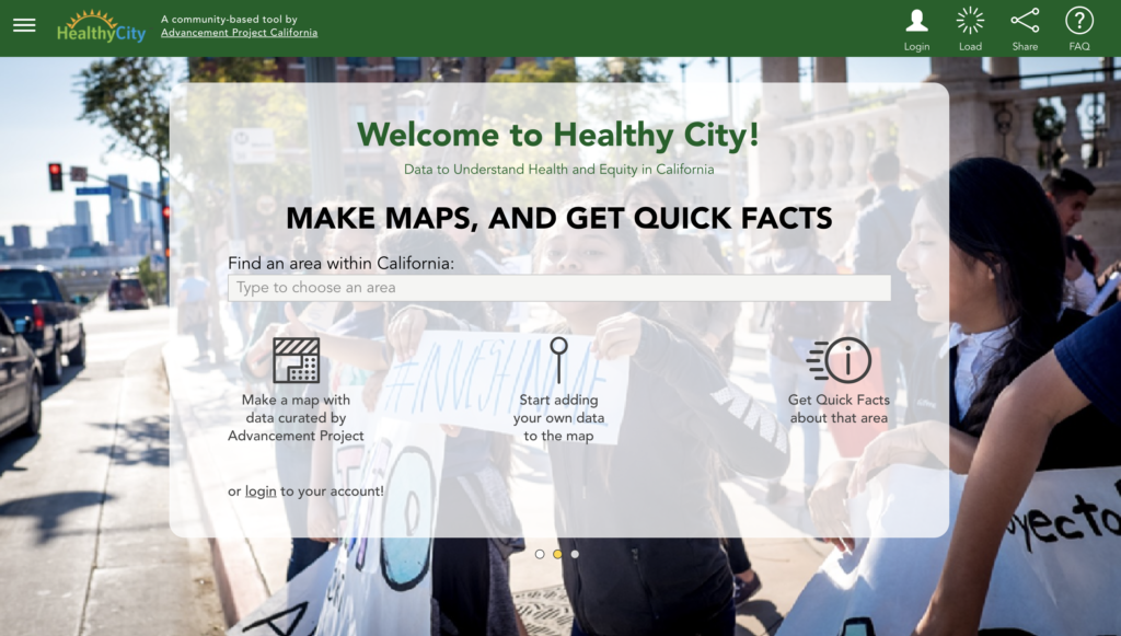 Screenshot of the healthycity.org website